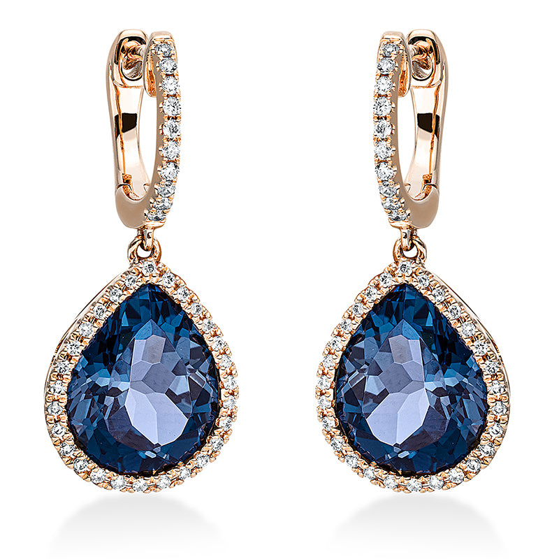 Ohrschmuck mit Topas  aus 750/-18 Karat Rotgold mit 76 Diamanten 0