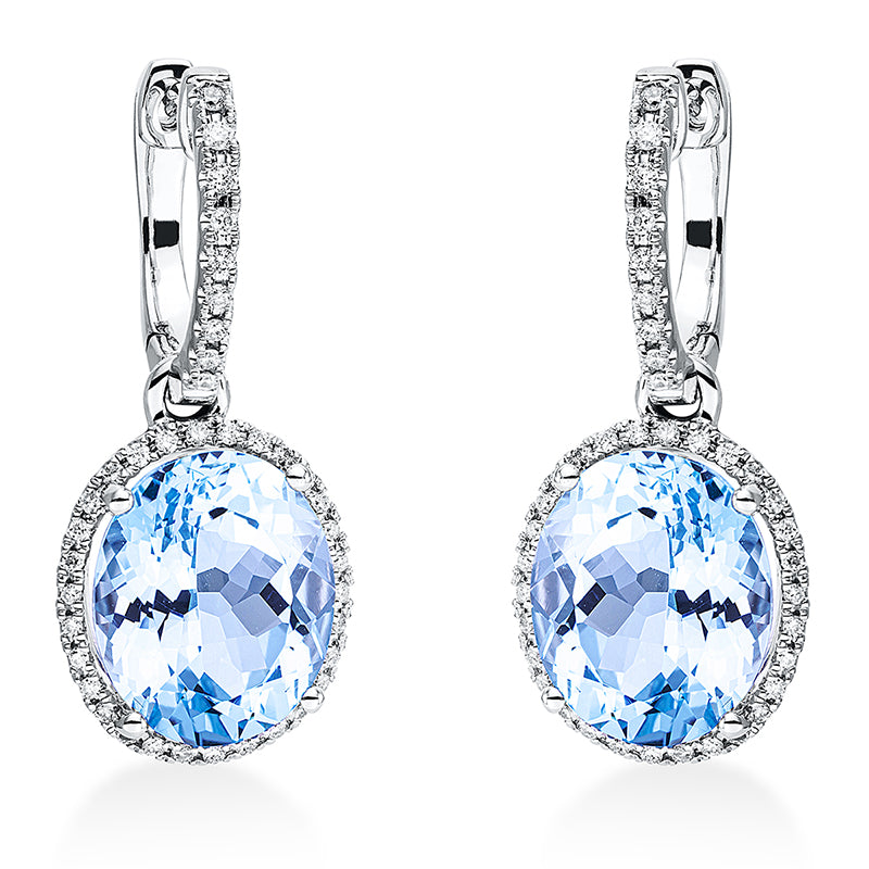 Ohrschmuck mit Topas  aus 750/-18 Karat Weißgold mit 78 Diamanten 0