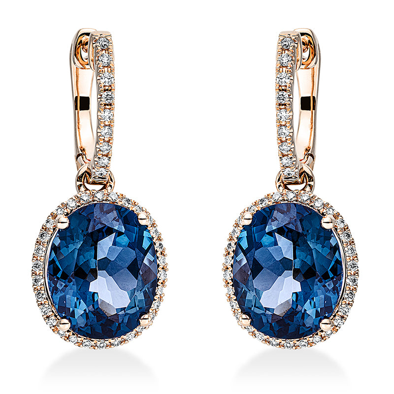 Ohrschmuck mit Topas  aus 750/-18 Karat Rotgold mit 78 Diamanten 0