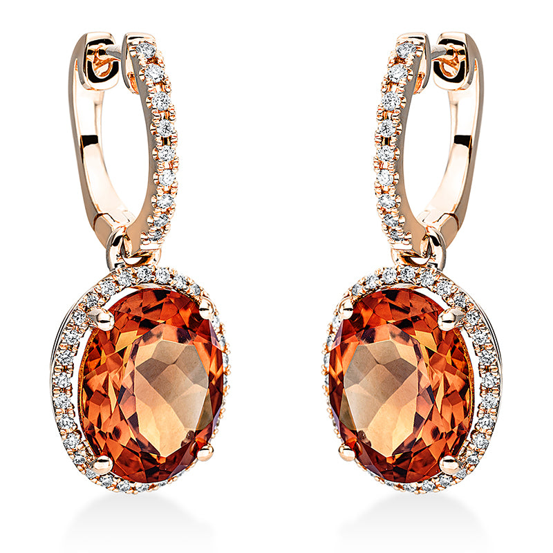 Ohrschmuck mit Citrin  aus 750/-18 Karat Gelbgold mit 78 Diamanten 0