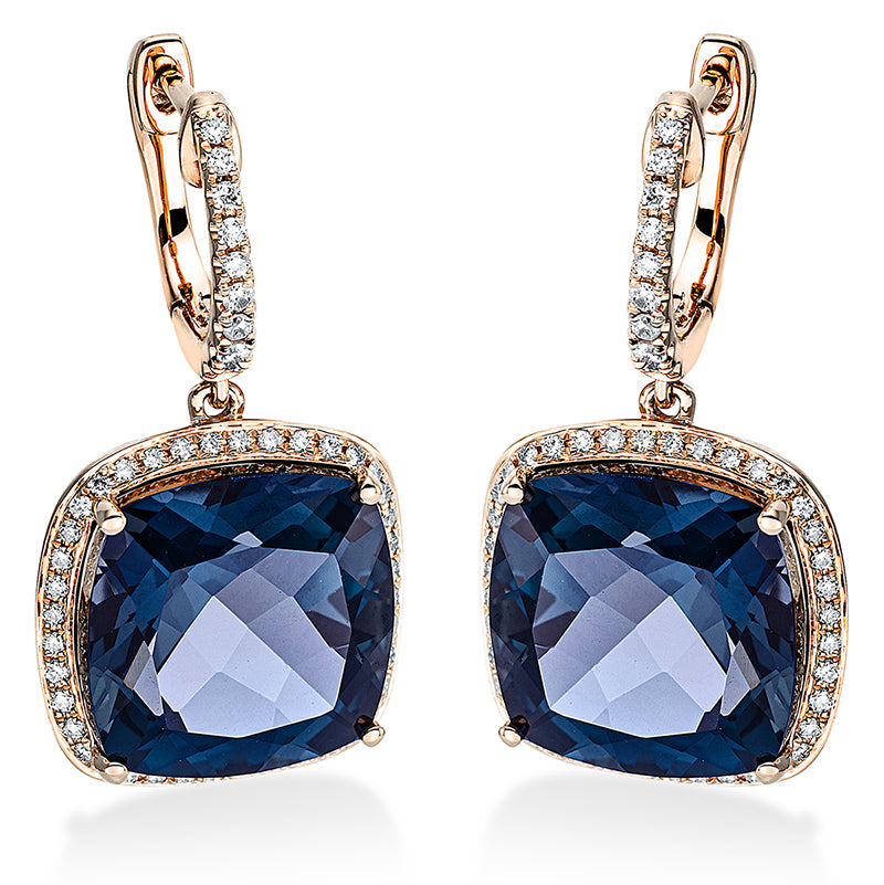 Ohrschmuck mit Topas  aus 750/-18 Karat Rotgold mit 98 Diamanten 0