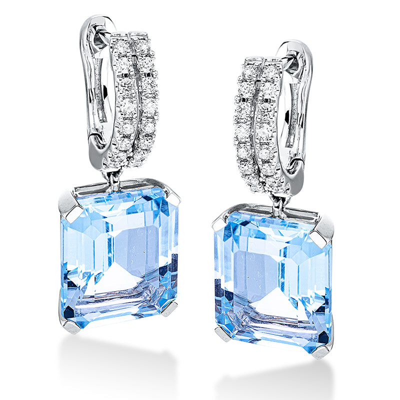 Ohrschmuck mit Topas  aus 750/-18 Karat Weißgold mit 32 Diamanten 0