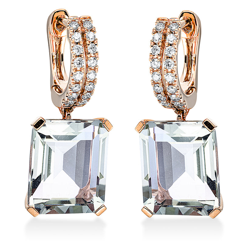 Ohrschmuck mit Amethyst  aus 750/-18 Karat Rotgold mit 32 Diamanten 0