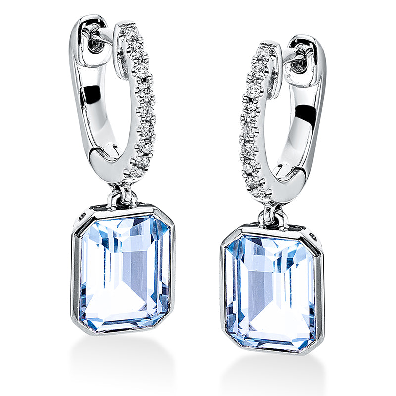 Ohrschmuck mit Topas  aus 750/-18 Karat Weißgold mit 18 Diamanten 0