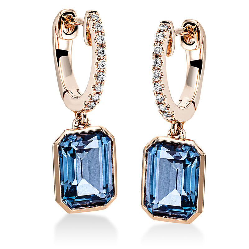 Ohrschmuck mit Topas  aus 750/-18 Karat Rotgold mit 18 Diamanten 0