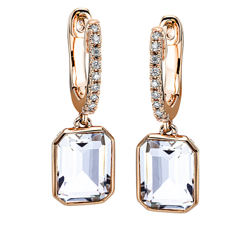 Ohrschmuck mit Amethyst  aus 750/-18 Karat Rotgold mit 18 Diamanten 0