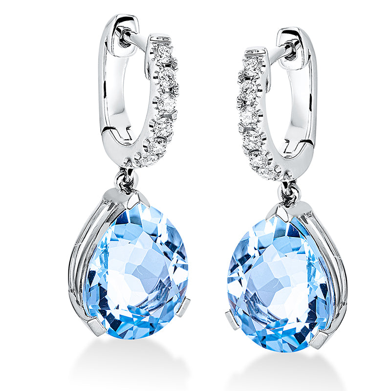 Ohrschmuck mit Topas  aus 750/-18 Karat Weißgold mit 14 Diamanten 0