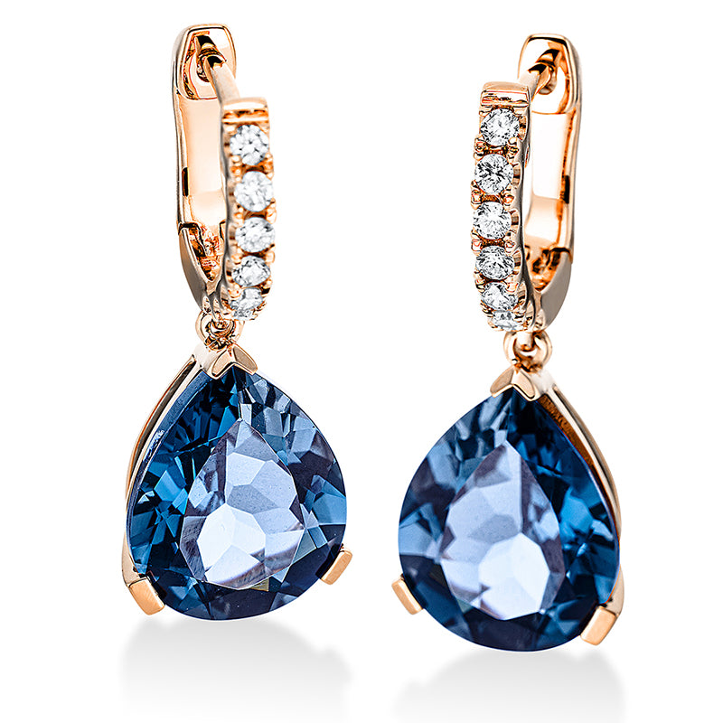 Ohrschmuck mit Topas  aus 750/-18 Karat Rotgold mit 14 Diamanten 0