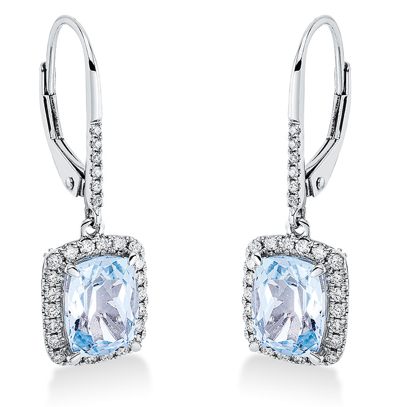 Ohrschmuck mit Topas  aus 750/-18 Karat Weißgold mit 80 Diamanten 0