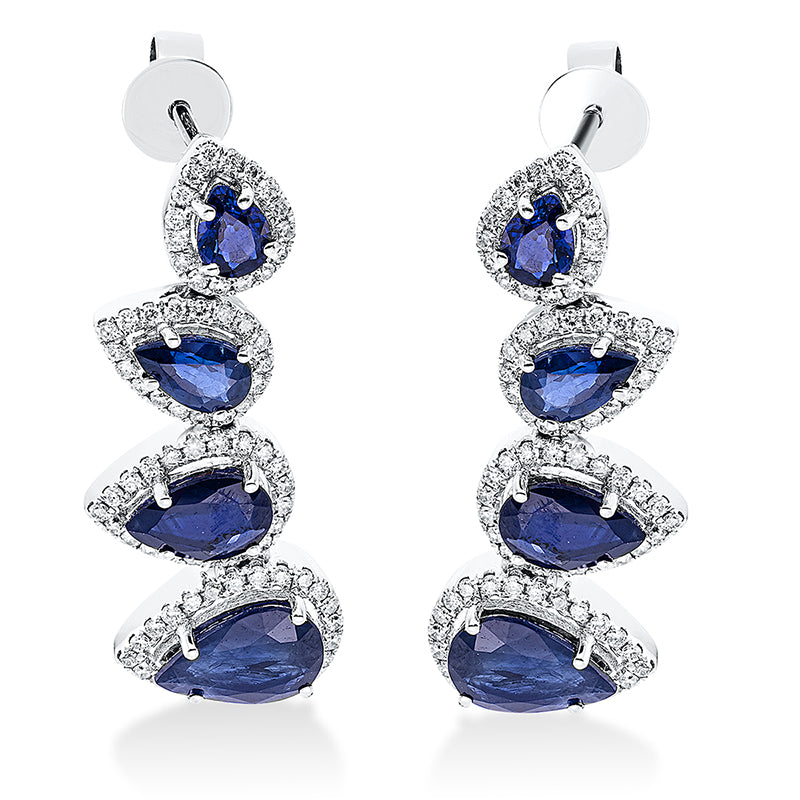 Ohrschmuck mit Saphir  aus 750/-18 Karat Weißgold mit 160 Diamanten 0