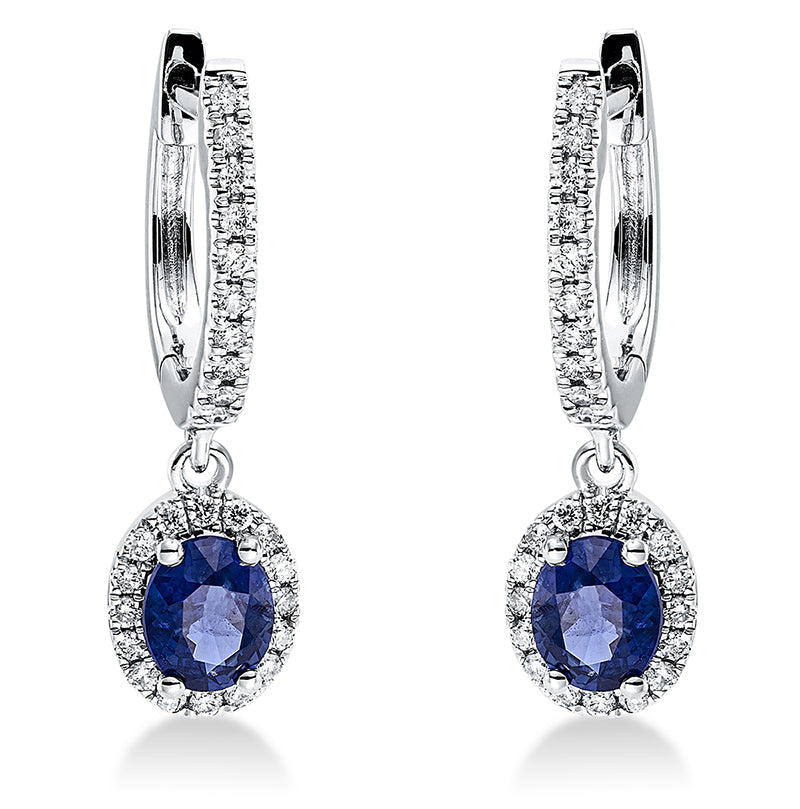 Ohrschmuck mit Saphir  aus 750/-18 Karat Weißgold mit 52 Diamanten 0