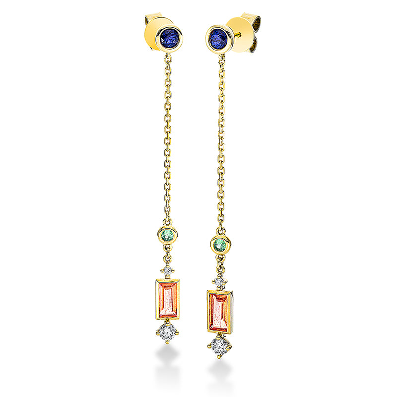 Ohrschmuck mit Granat  aus 750/-18 Karat Gelbgold mit 4 Diamanten 0
