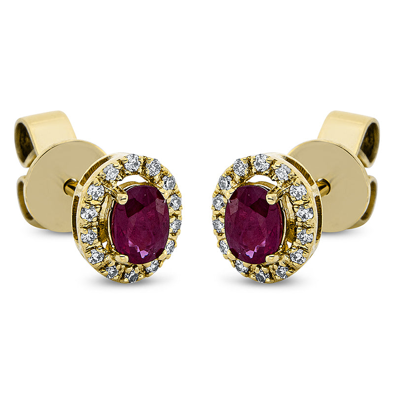 Ohrstecker mit Rubin  aus 750/-18 Karat Gelbgold mit 28 Diamanten 0