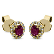 Ohrstecker mit Rubin  aus 750/-18 Karat Gelbgold mit 28 Diamanten 0