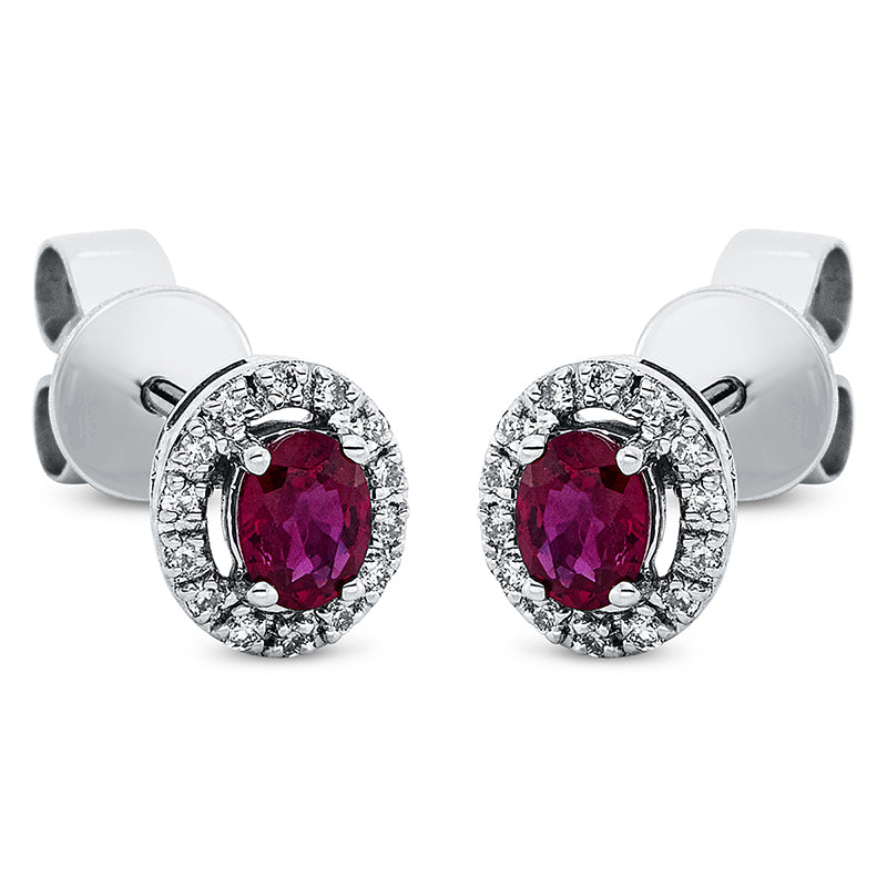 Ohrstecker mit Rubin  aus 750/-18 Karat Weißgold mit 28 Diamanten 0