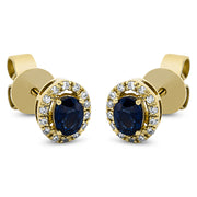 Ohrstecker aus Gold mit Diamanten mit Saphir, -Symbol - 2O312