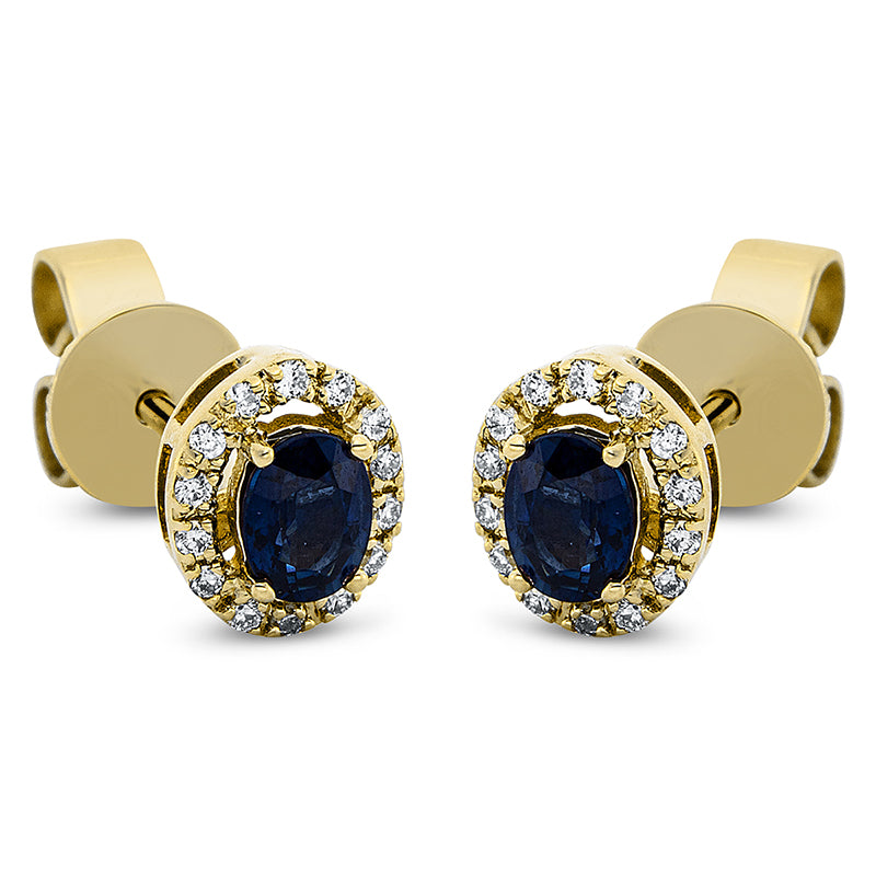 Ohrstecker aus Gold mit Diamanten mit Saphir, -Symbol - 2O312