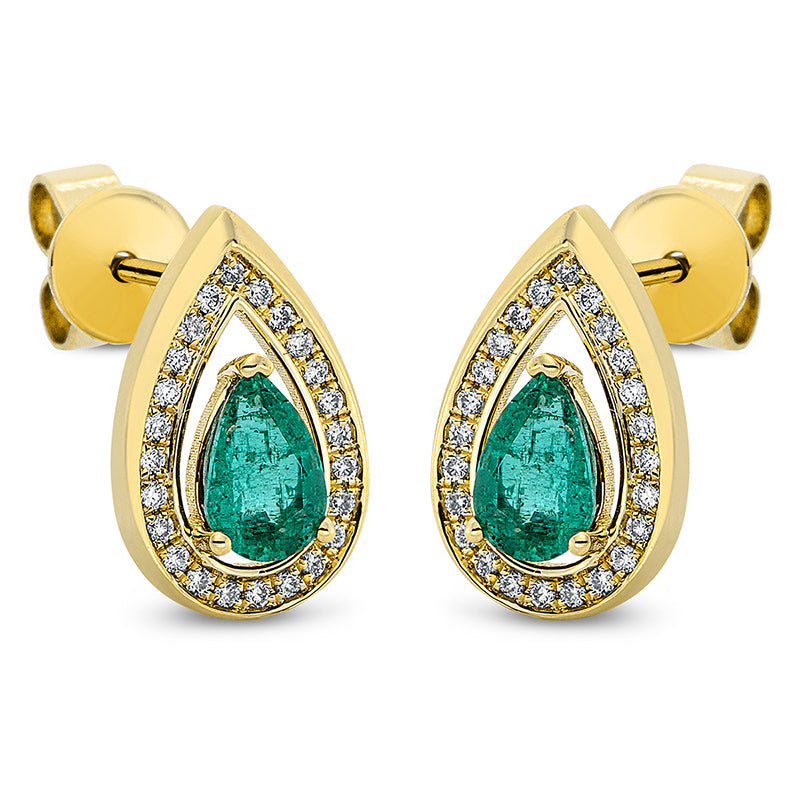 Ohrstecker mit Smaragd  aus 750/-18 Karat Gelbgold mit 48 Diamanten 0