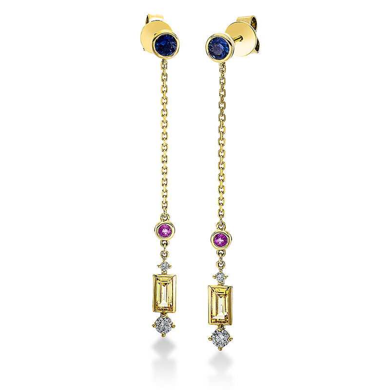 Ohrschmuck mit Rubin  aus 750/-18 Karat Gelbgold mit 4 Diamanten 0