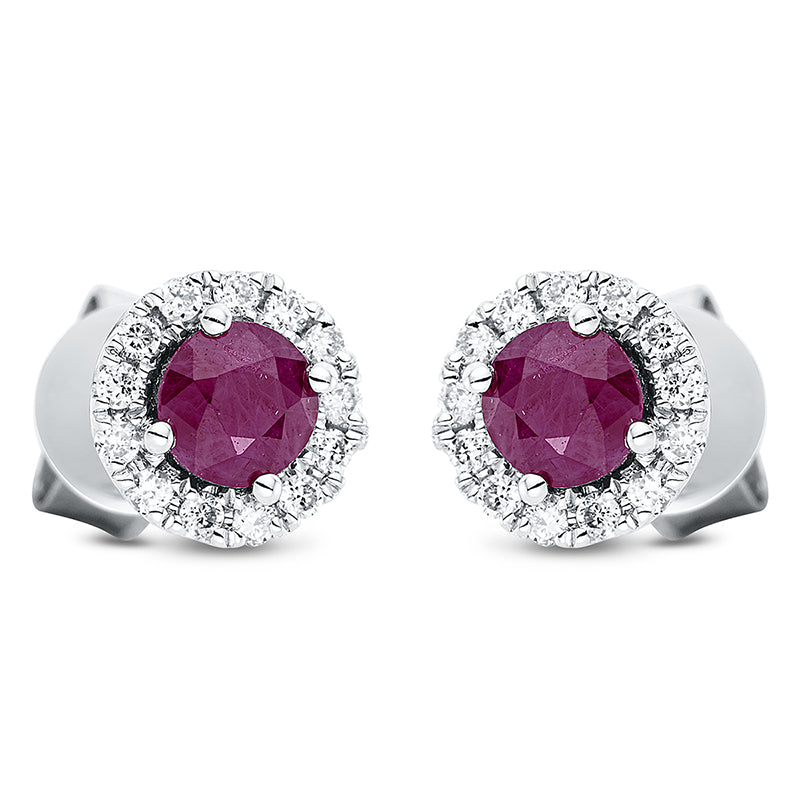 Ohrschmuck mit Rubin  aus 750/-18 Karat Weißgold mit 26 Diamanten 0