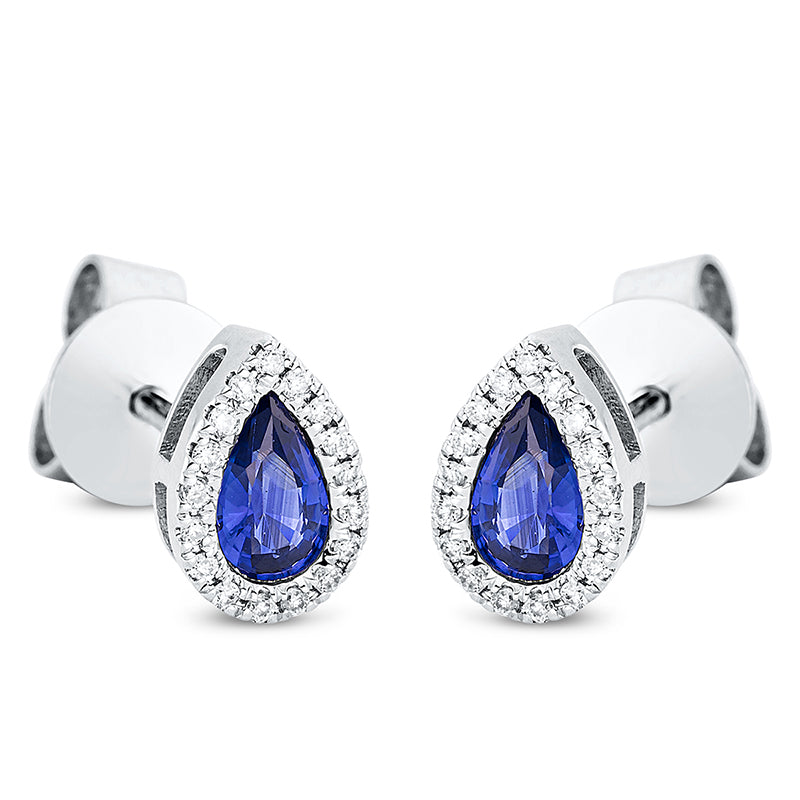 Ohrstecker mit Saphir  aus 750/-18 Karat Weißgold mit 34 Diamanten 0