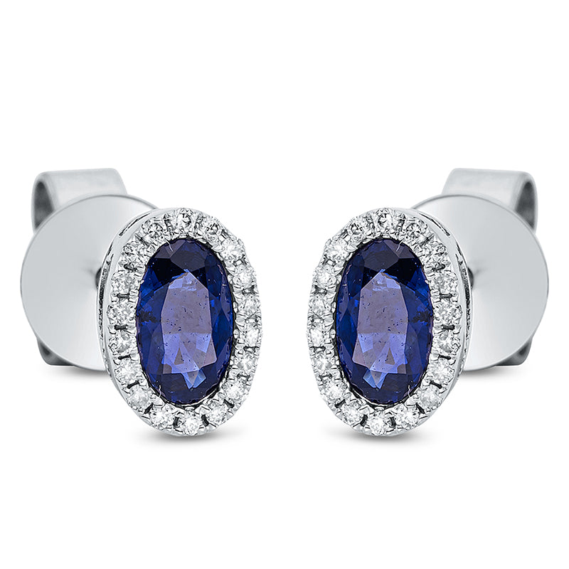 Ohrstecker mit Saphir  aus 750/-18 Karat Weißgold mit 36 Diamanten 0