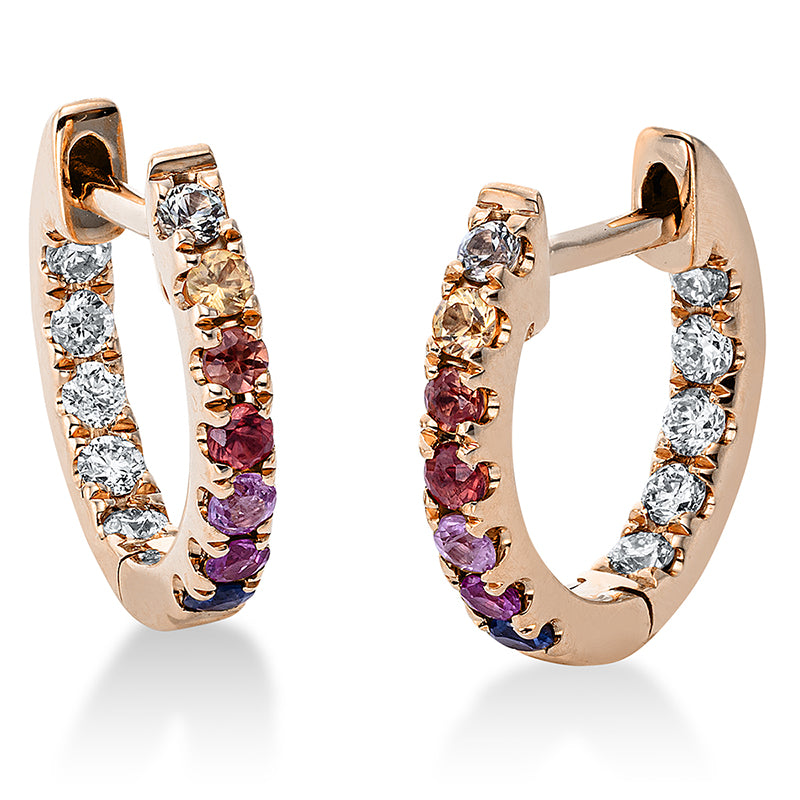 Creolen mit Saphir  aus 750/-18 Karat Rotgold mit 10 Diamanten 0