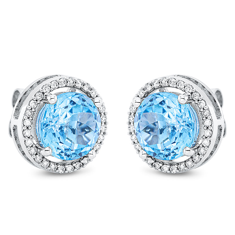Ohrstecker mit Topas  aus 750/-18 Karat Weißgold mit 56 Diamanten 0