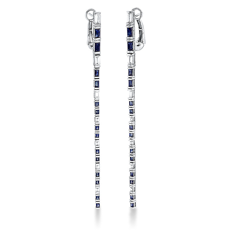 Ohrschmuck mit Saphir  aus 750/-18 Karat Weißgold mit 14 Diamanten 0