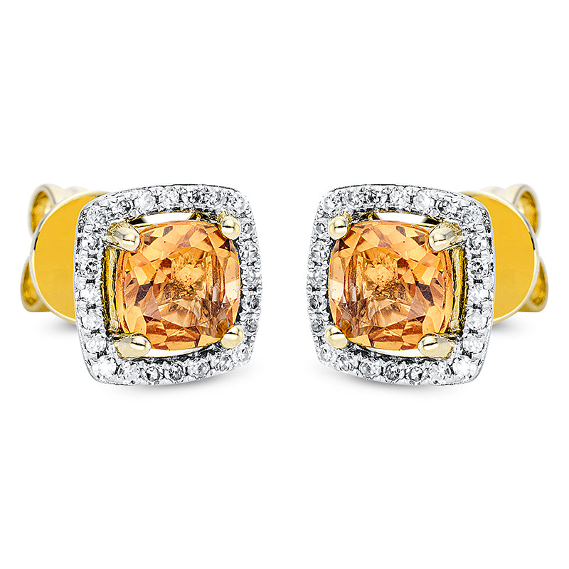 Ohrstecker mit Citrin  aus 585/-14 Karat Weißgold mit 48 Diamanten 0
