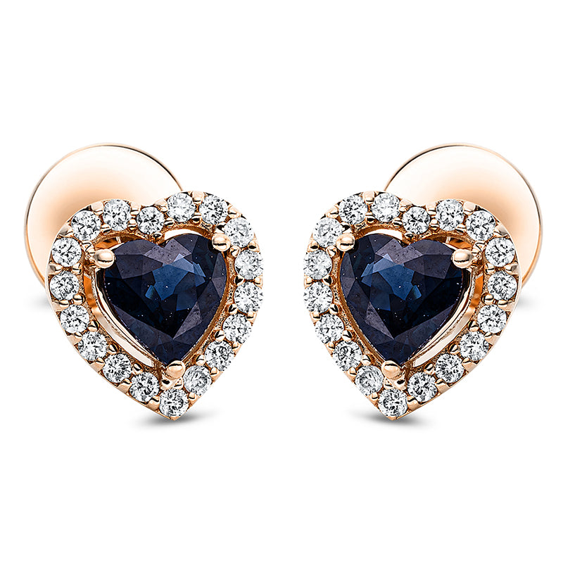 Ohrstecker mit Saphir  aus 750/-18 Karat Rotgold mit 36 Diamanten 0