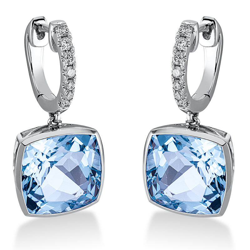 Ohrschmuck mit Topas  aus 750/-18 Karat Weißgold mit 14 Diamanten 0