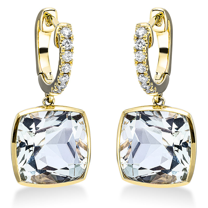 Ohrschmuck mit Amethyst  aus 750/-18 Karat Gelbgold mit 14 Diamanten 0