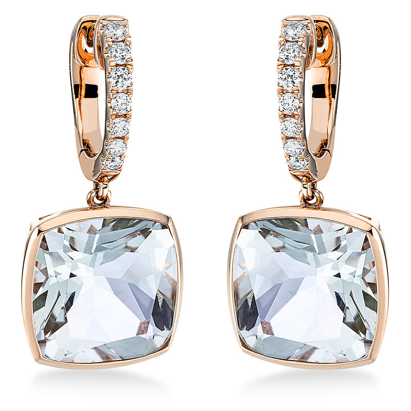 Ohrschmuck mit Amethyst  aus 750/-18 Karat Rotgold mit 14 Diamanten 0