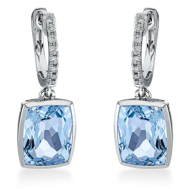 Ohrschmuck mit Topas  aus 750/-18 Karat Weißgold mit 16 Diamanten 0