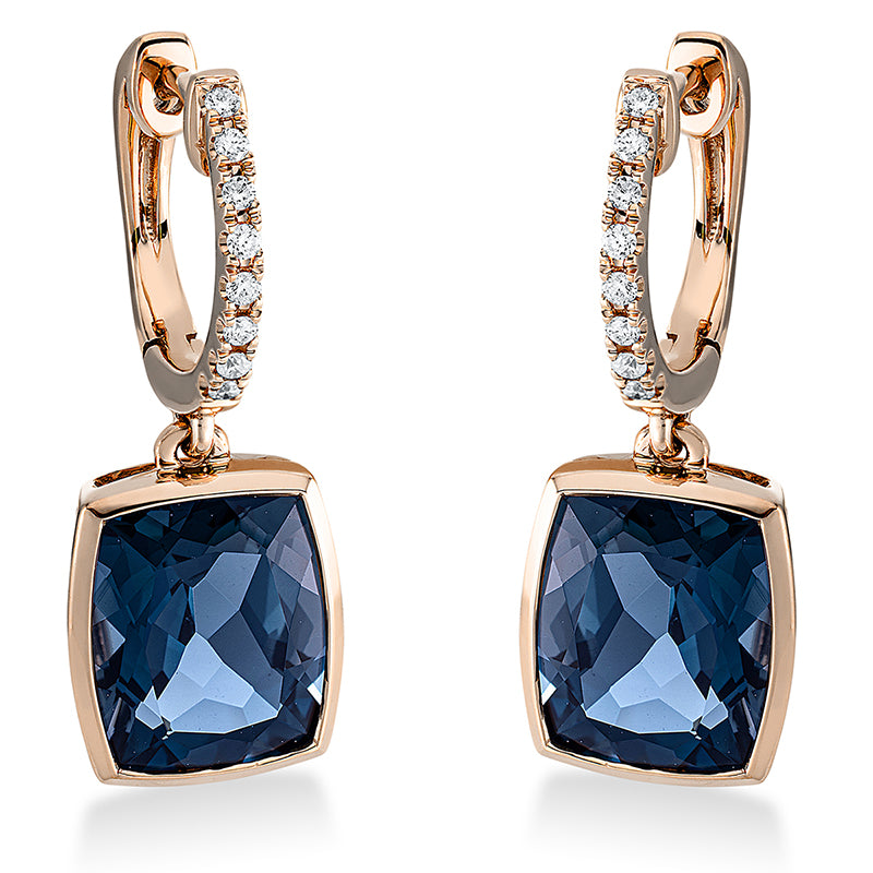 Ohrschmuck mit Topas  aus 750/-18 Karat Rotgold mit 16 Diamanten 0