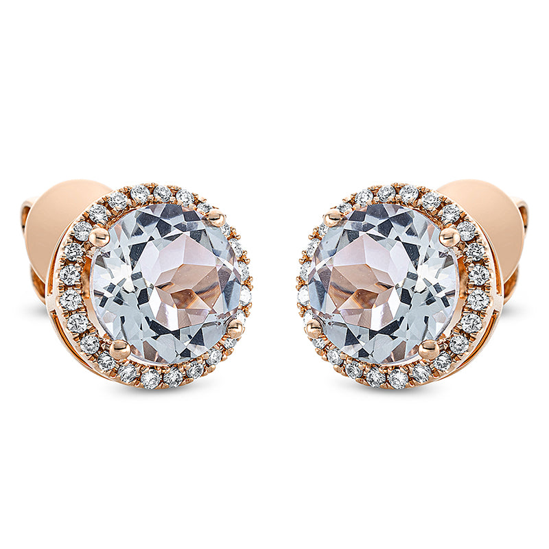 Ohrstecker mit Amethyst  aus 750/-18 Karat Rotgold mit 48 Diamanten 0