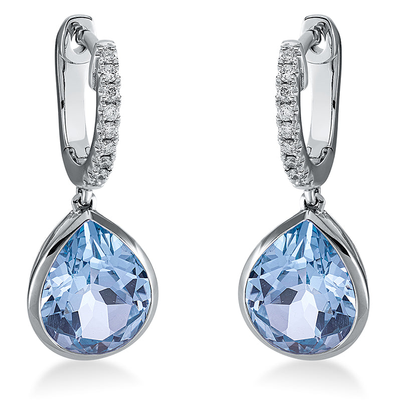 Ohrschmuck mit Topas  aus 750/-18 Karat Weißgold mit 18 Diamanten 0