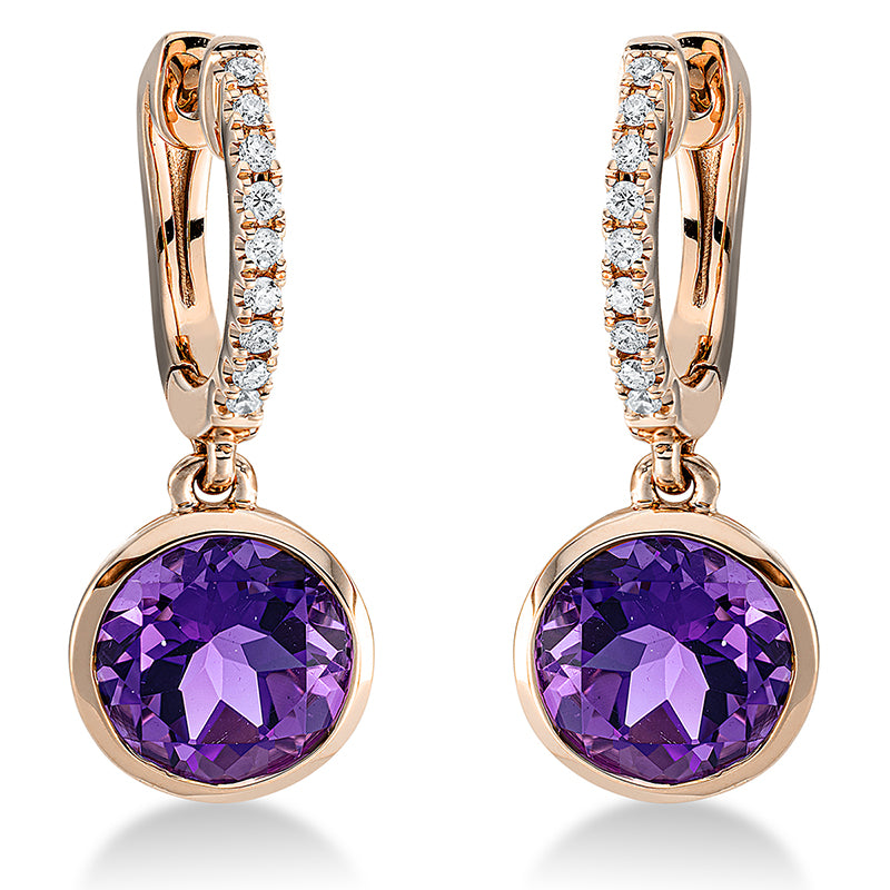 Ohrschmuck mit Amethyst  aus 750/-18 Karat Rotgold mit 18 Diamanten 0