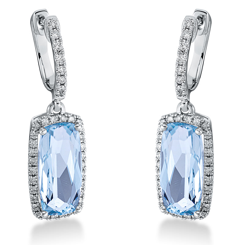 Ohrschmuck mit Topas  aus 750/-18 Karat Weißgold mit 76 Diamanten 0