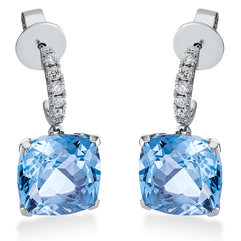 Ohrschmuck mit Topas  aus 750/-18 Karat Weißgold mit 12 Diamanten 0