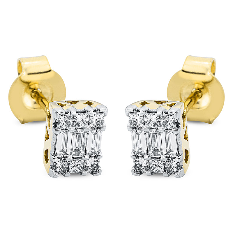 Ohrstecker    aus 750/-18 Karat Gelbgold / Weißgold mit 18 Diamanten 0