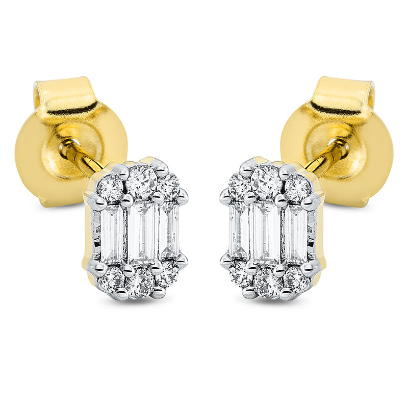 Ohrstecker    aus 750/-18 Karat Gelbgold / Weißgold mit 18 Diamanten 0