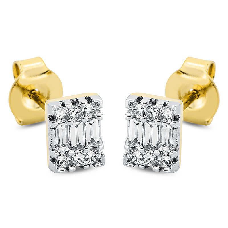 Ohrstecker    aus 750/-18 Karat Gelbgold / Weißgold mit 18 Diamanten 0