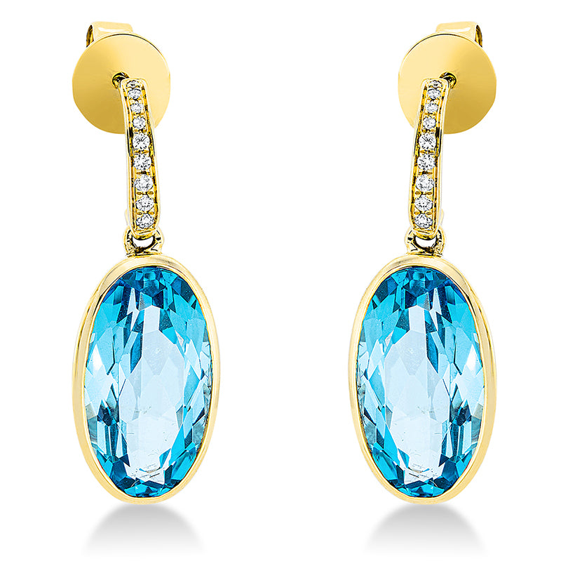Ohrschmuck mit Topas  aus 750/-18 Karat Gelbgold mit 18 Diamanten 0