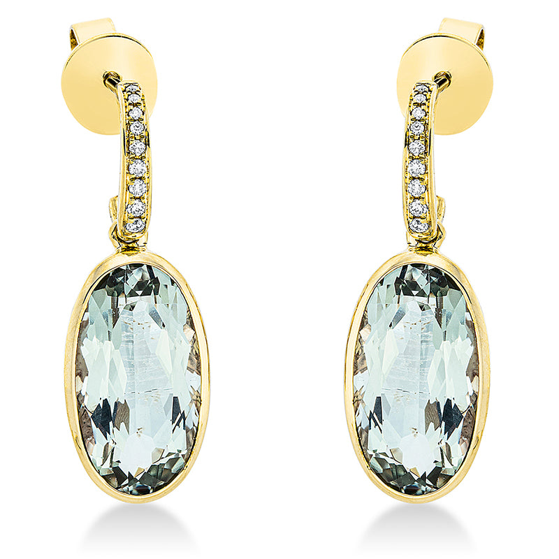 Ohrschmuck mit Amethyst  aus 750/-18 Karat Gelbgold mit 18 Diamanten 0