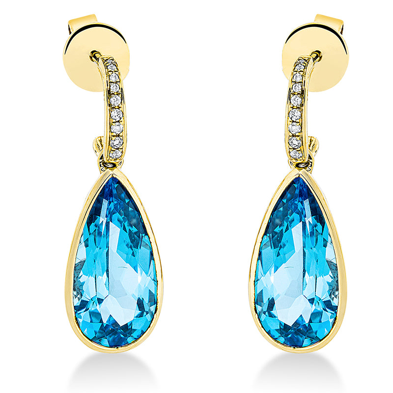 Ohrschmuck mit Topas  aus 750/-18 Karat Gelbgold mit 18 Diamanten 0