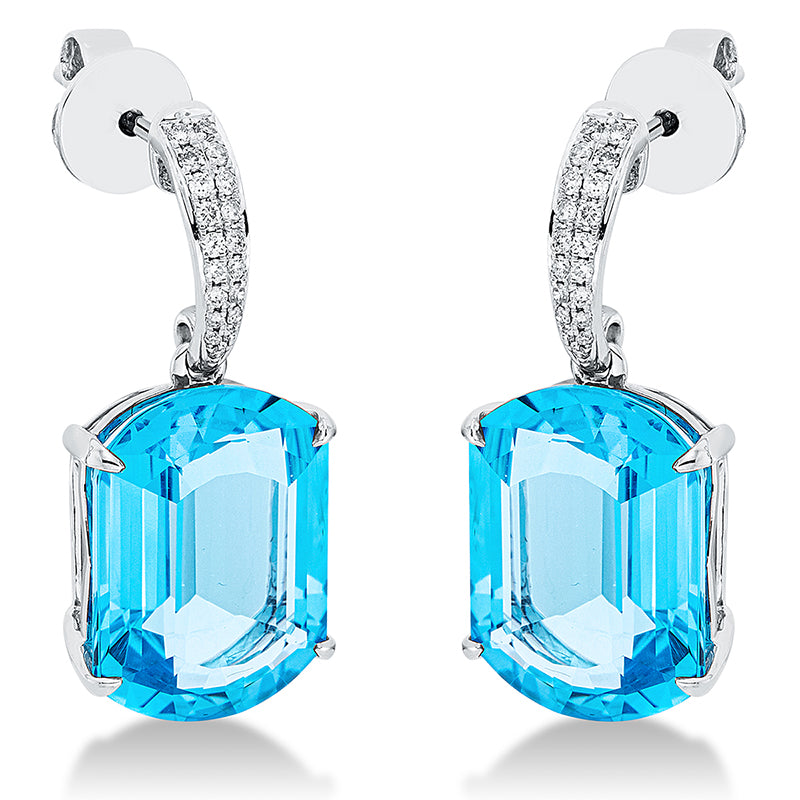 Ohrschmuck mit Topas  aus 750/-18 Karat Weißgold mit 38 Diamanten 0