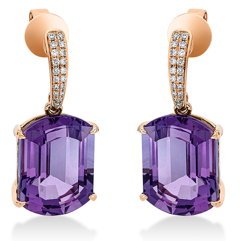 Ohrschmuck mit Amethyst  aus 750/-18 Karat Rotgold mit 38 Diamanten 0