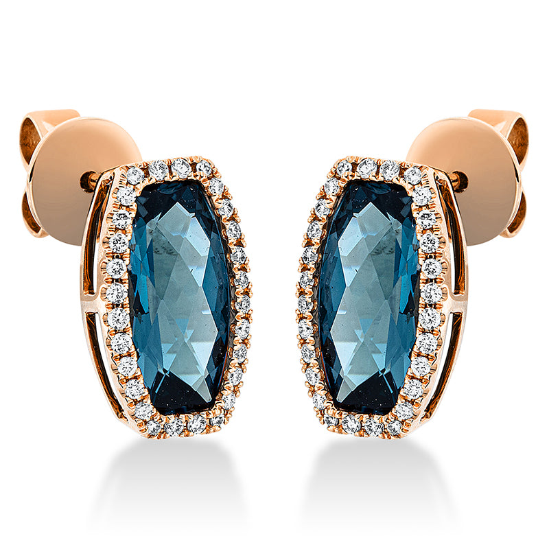 Ohrstecker mit Topas  aus 750/-18 Karat Rotgold mit 56 Diamanten 0